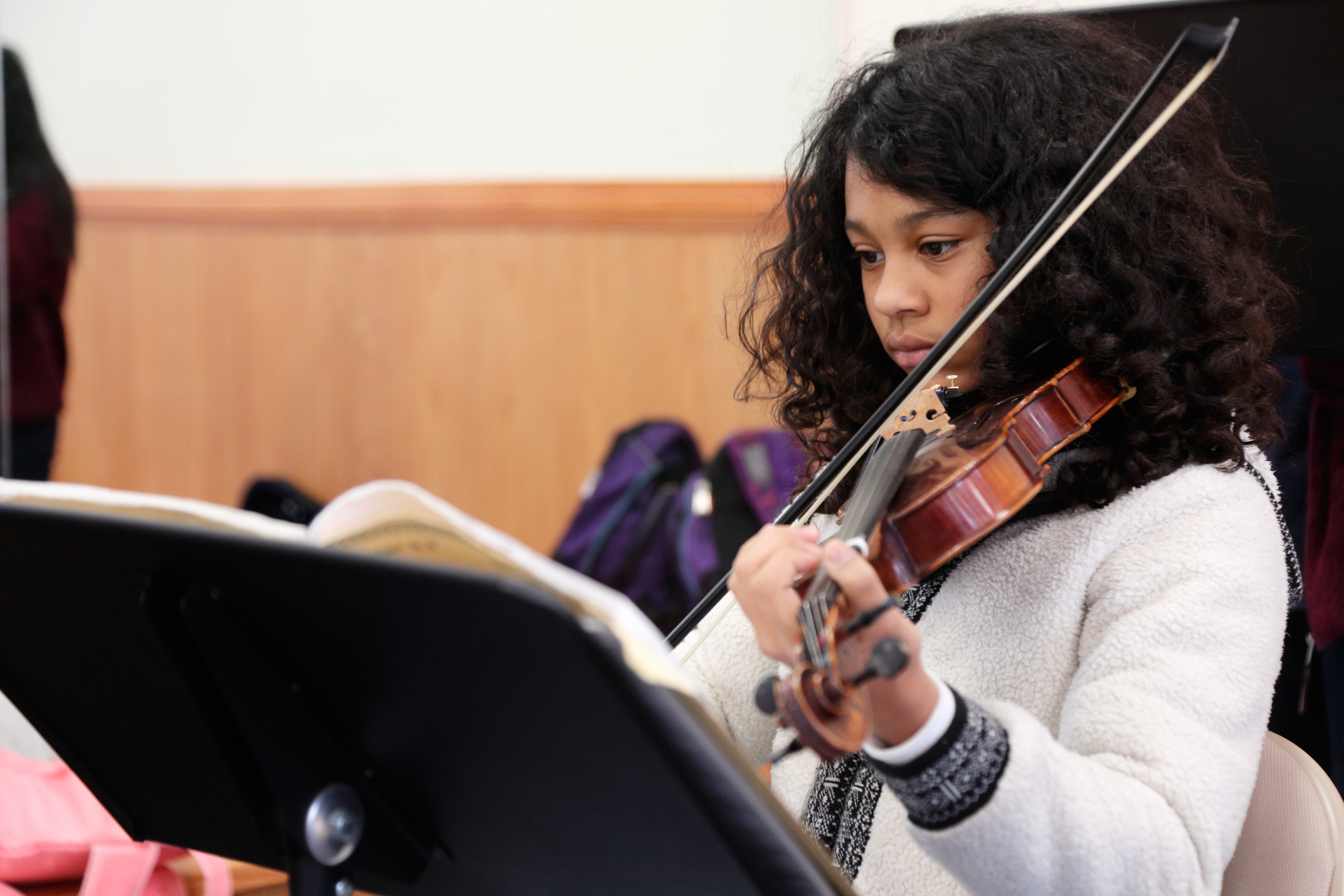 Student playing violin